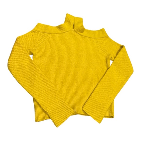 Anthropologie MOTH Cross Neck Chic Yellow Off-Shoulder Sweater XS - Picture 4 of 12